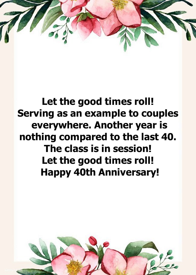 best happy 40th wedding anniversary messages