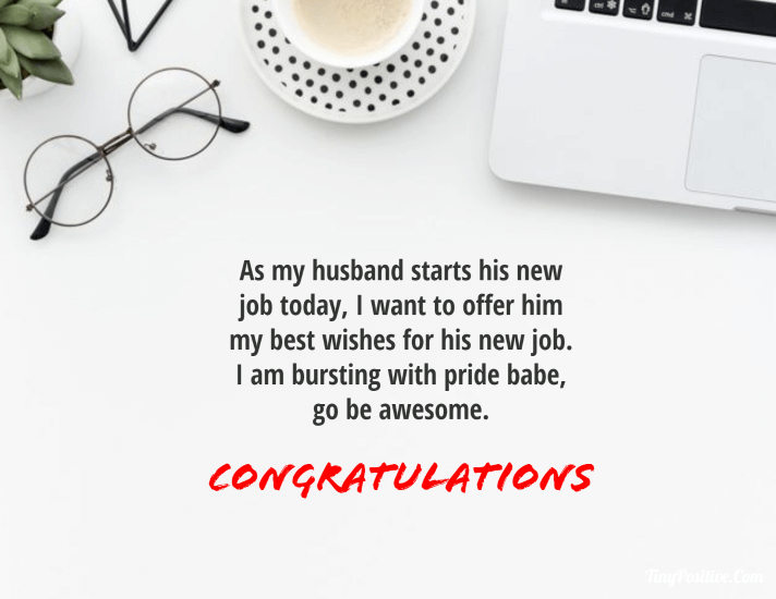 congratulations wishes to your husband on new job