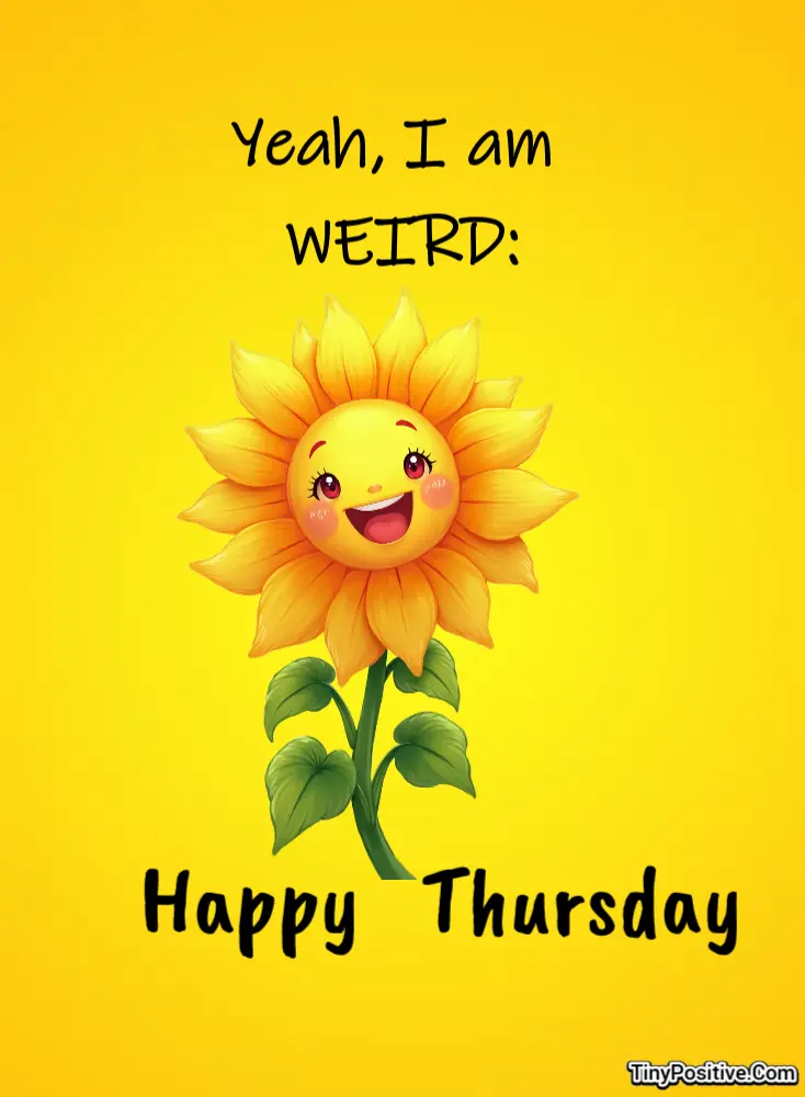 A cheerful cartoon sunflower with a smiling face on a bright yellow background, accompanied by playful text.